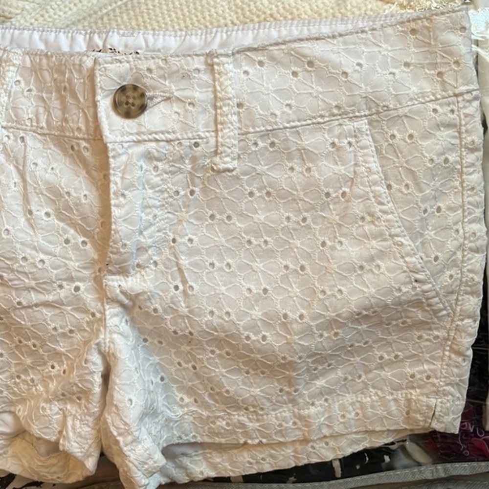 Juniors white shorts lace bottom shorts zip up shorts - Size 1